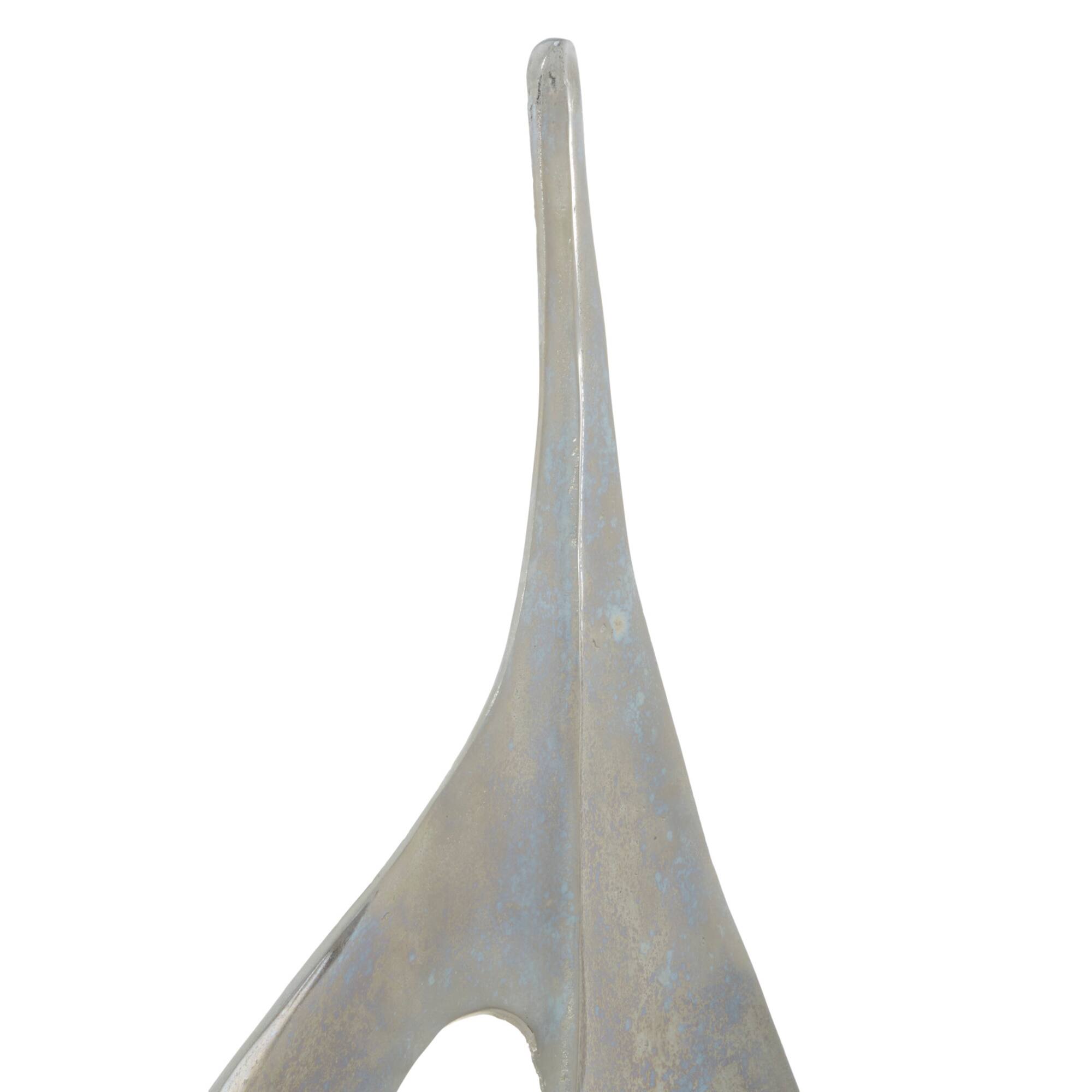 37" Silver Aluminum Sailboat Sculpture